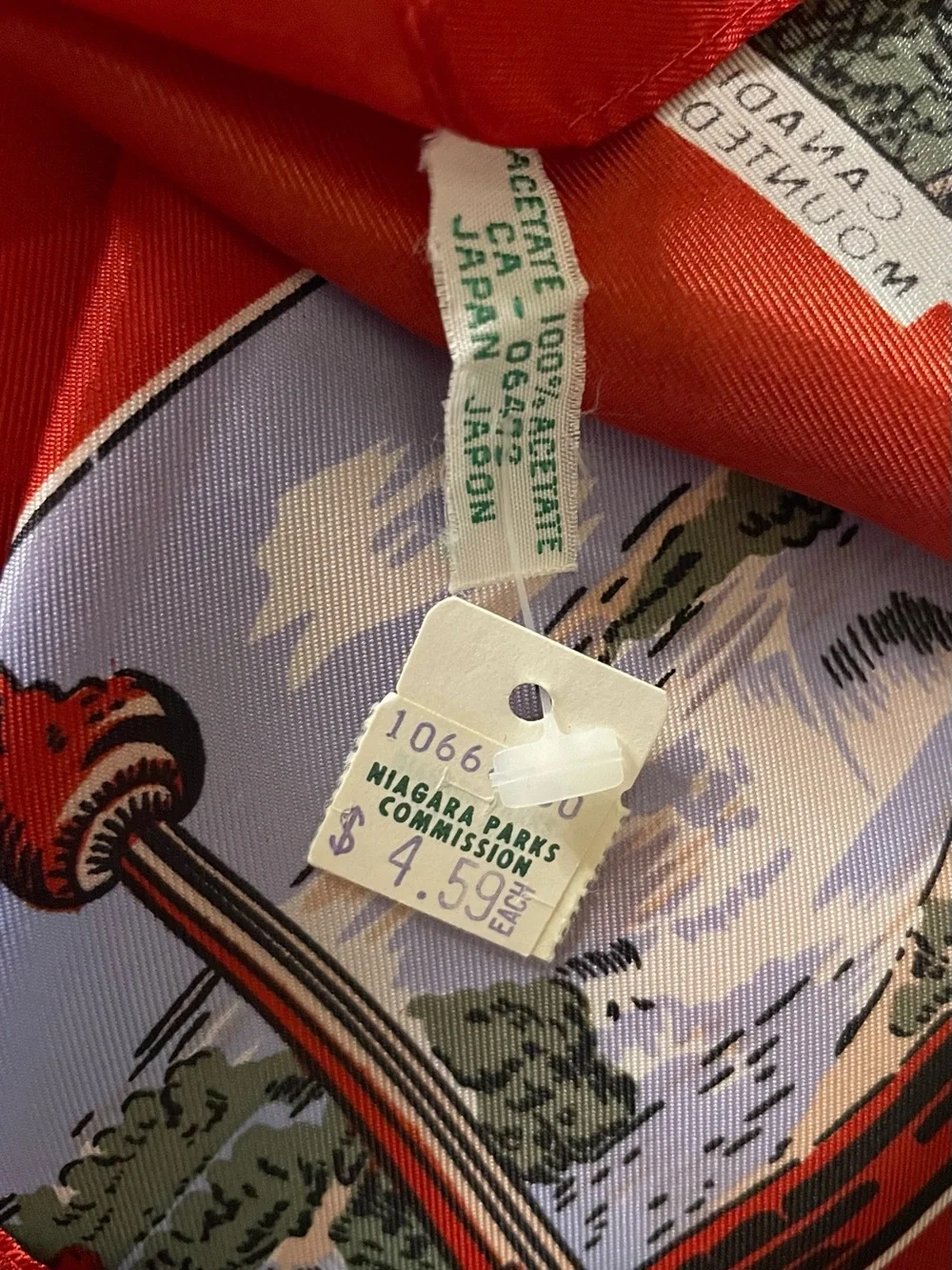 Rare Vintage Niagara Falls Souvenir Scarf 27 In Sq  Mint Unworn Condition